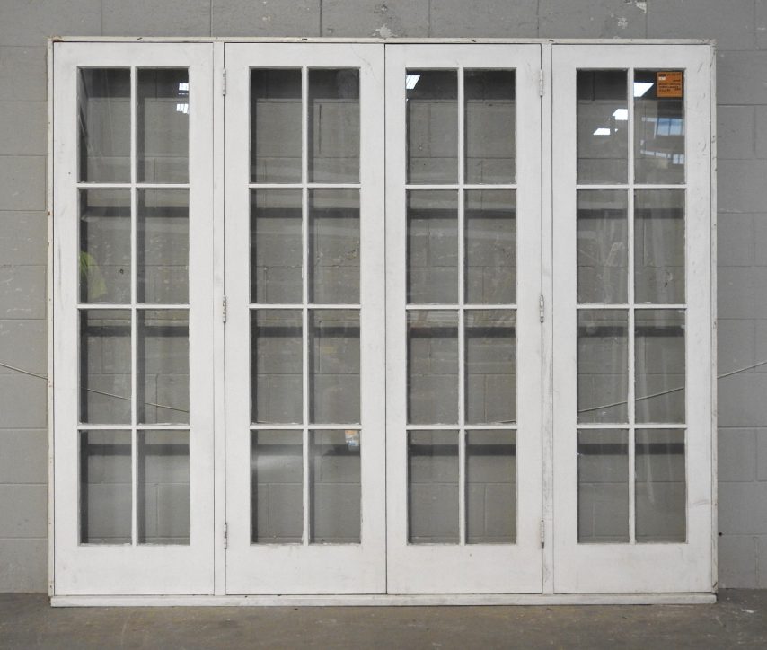 Colonial Style Wooden French 8-Light Doors Hung In Frame