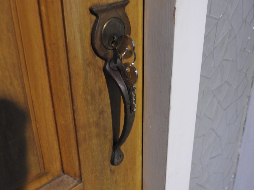 Wooden 8-Panel Entrance Door with Side Light