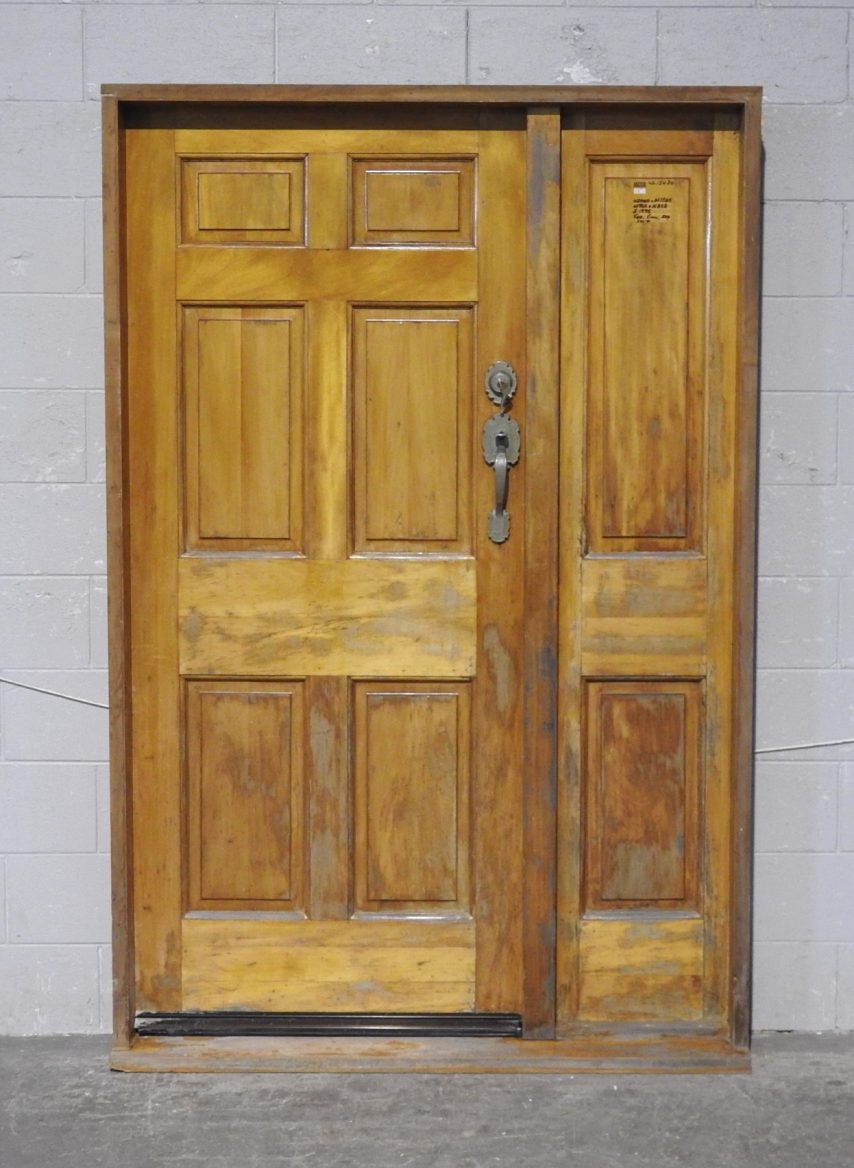 Wooden 6-Panel Entrance Door with Side Panel
