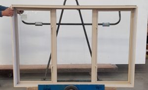 Desert sand aluminium twin casement window