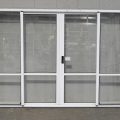 Low Height White Aluminium Double Sliding Doors