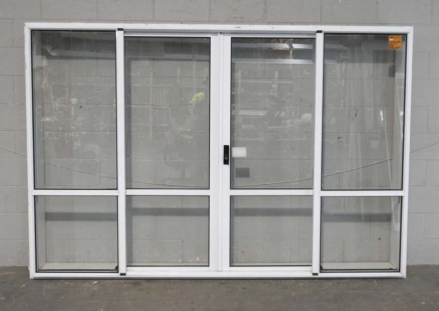 Low Height White Aluminium Double Sliding Doors