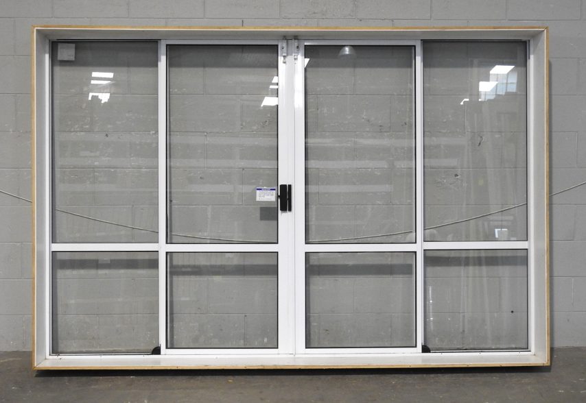Low Height White Aluminium Double Sliding Doors