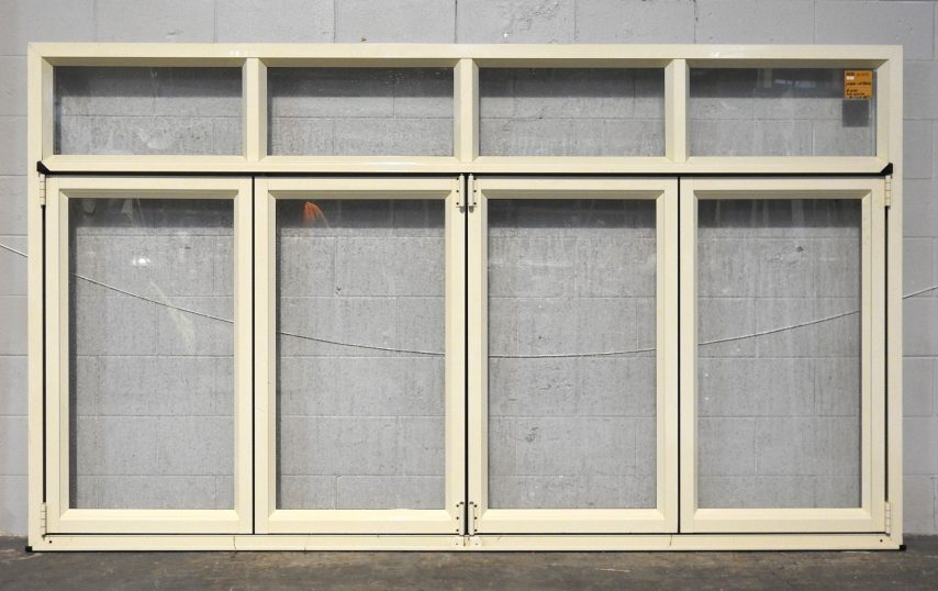 Off White Aluminium Bi-Fold Window With Toplight