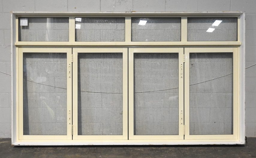 Off White Aluminium Bi-Fold Window With Toplight