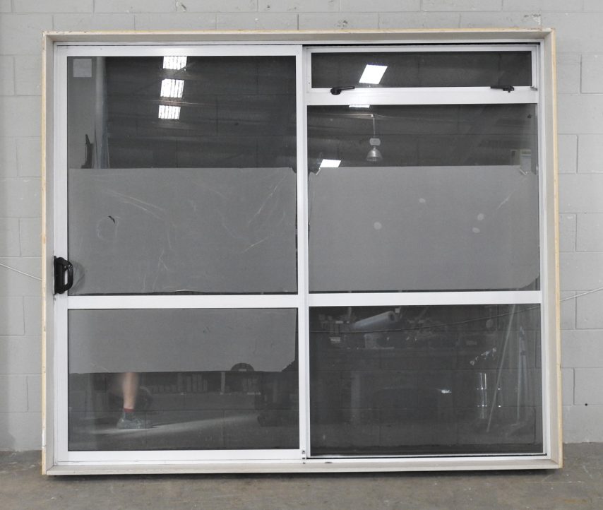 White Aluminium Sliding Door - Opens Right To Left