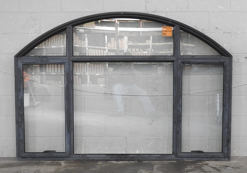 Denim Blue Aluminium Arched Double Awning Window