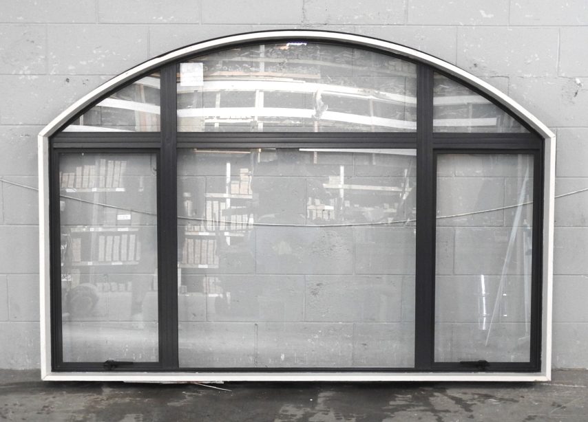 Denim Blue Aluminium Arched Double Awning Window