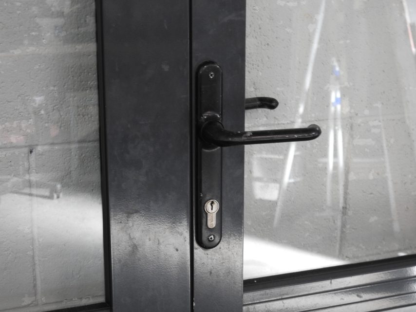 Denim Blue Aluminium French Doors With Sidelights
