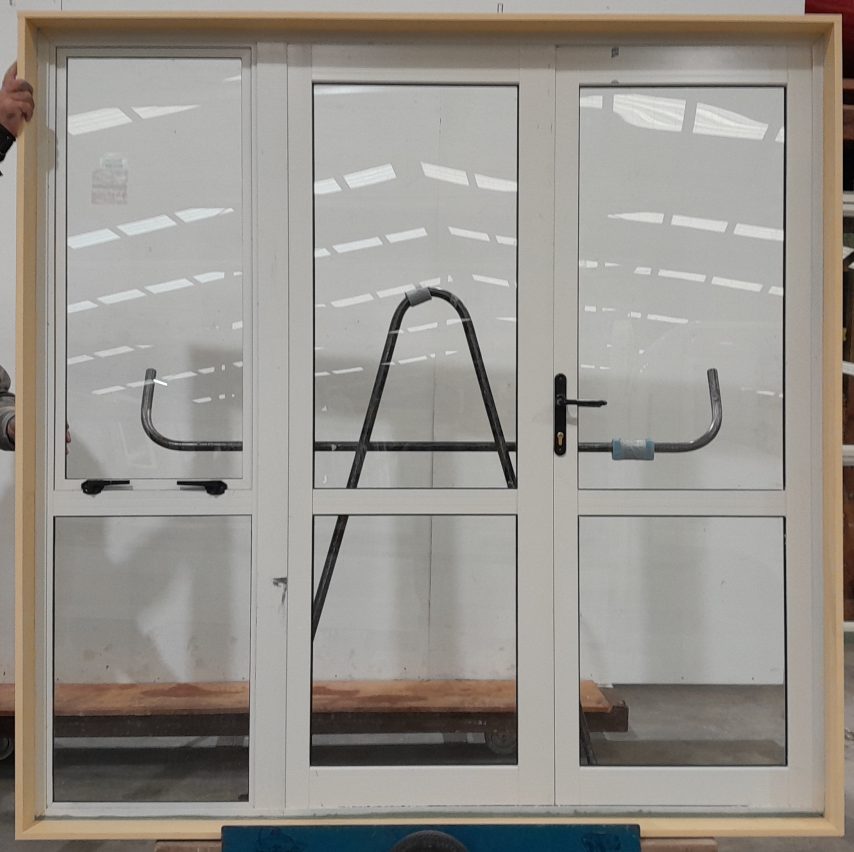 Off White aluminium French doors