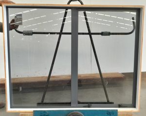 Denim blue aluminium awning window