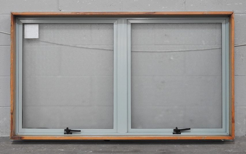 Mist Green Aluminium Double Awning Window With Obscure Glass
