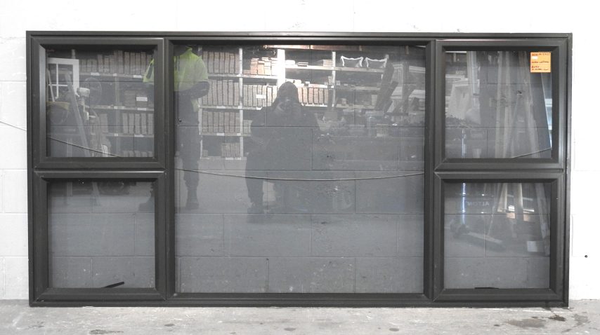 Karaka Green Aluminium Awning Window - 4 Sashes Open