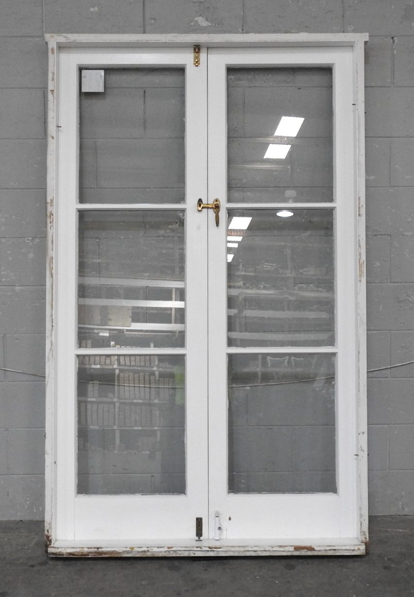 Wooden French 3-Light Doors Hung in Frame