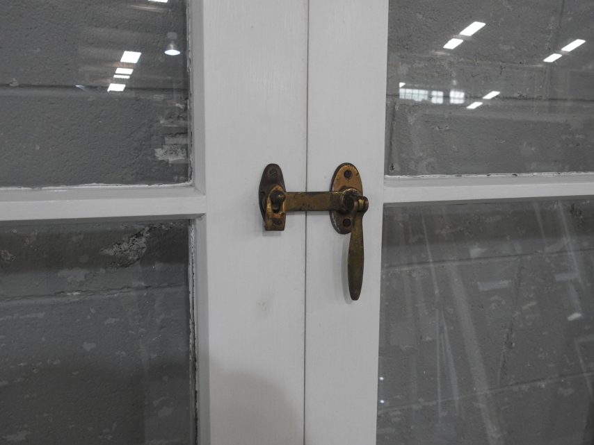 Wooden French 3-Light Doors Hung in Frame