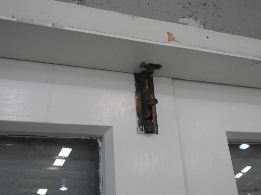 Wooden French 3-Light Doors Hung in Frame