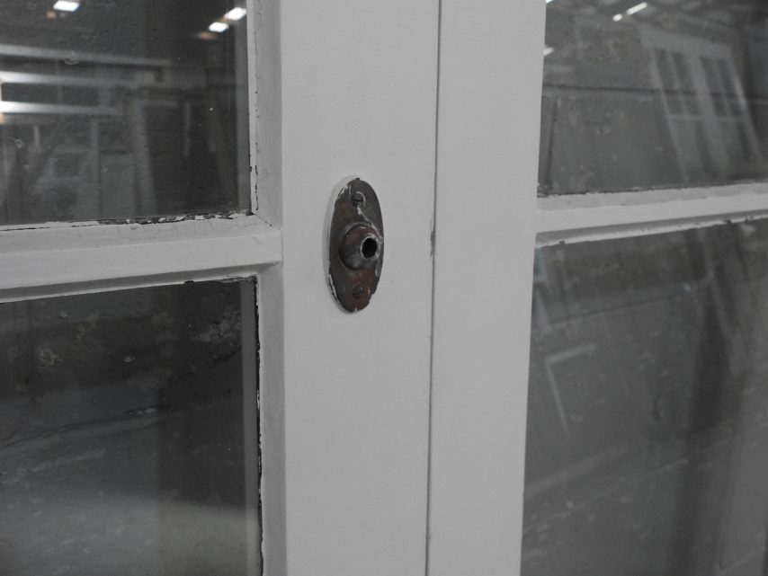Wooden French 3-Light Doors Hung in Frame