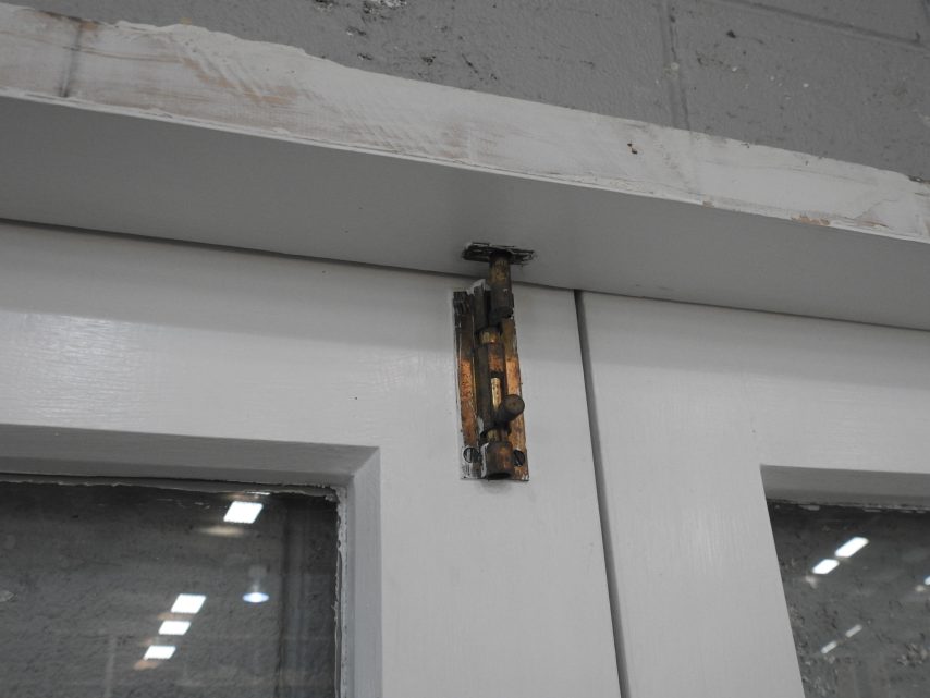 Wooden French 3-Light Doors Hung in Frame