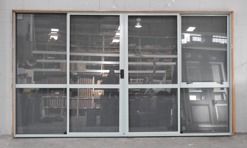 Teal Aluminium Double Door Slider - Middle Opening
