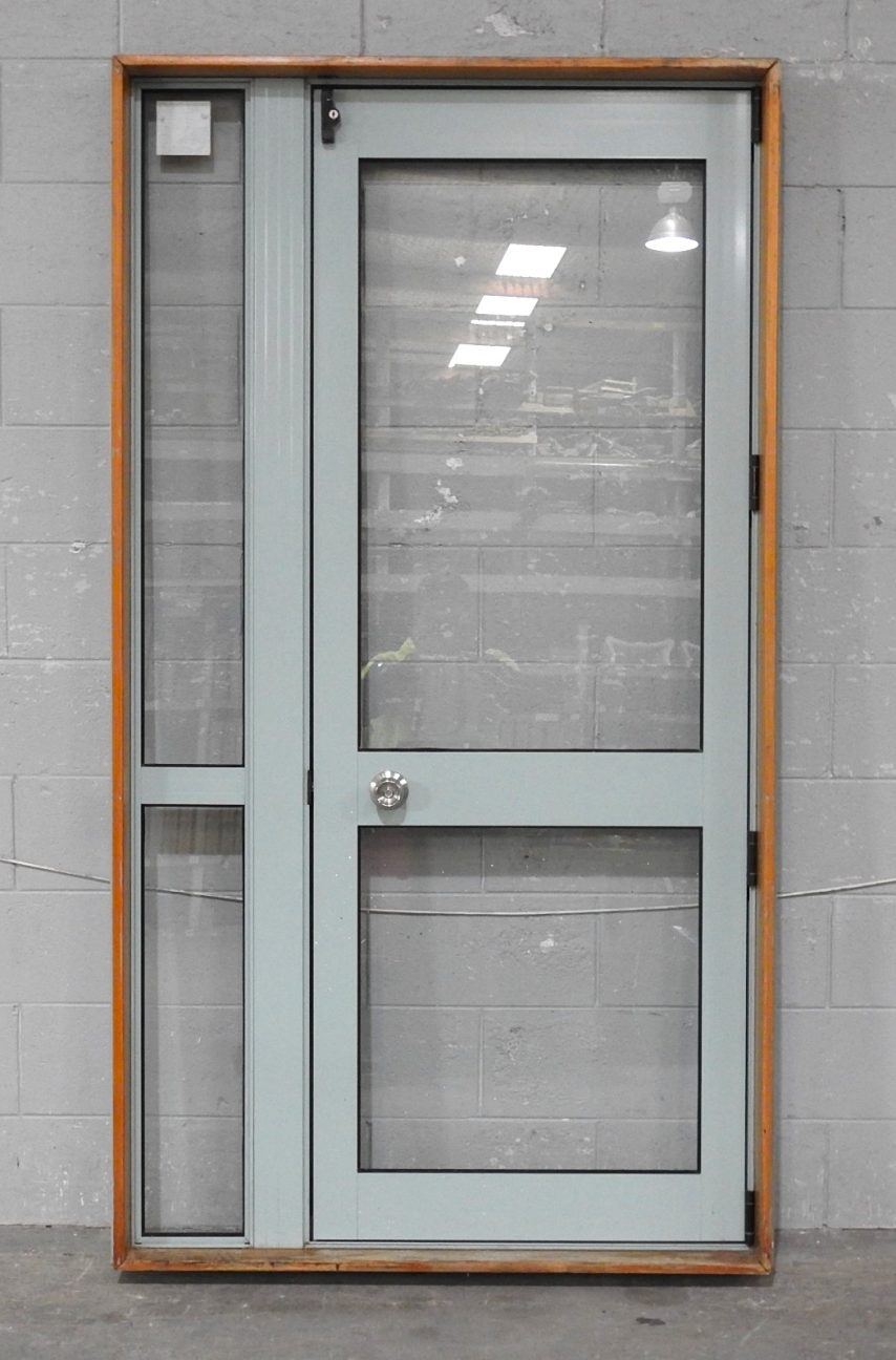 Teal Aluminium Door With Sidelight