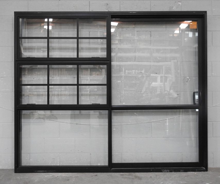 Black Aluminium Sliding Door with 2 Awning Windows