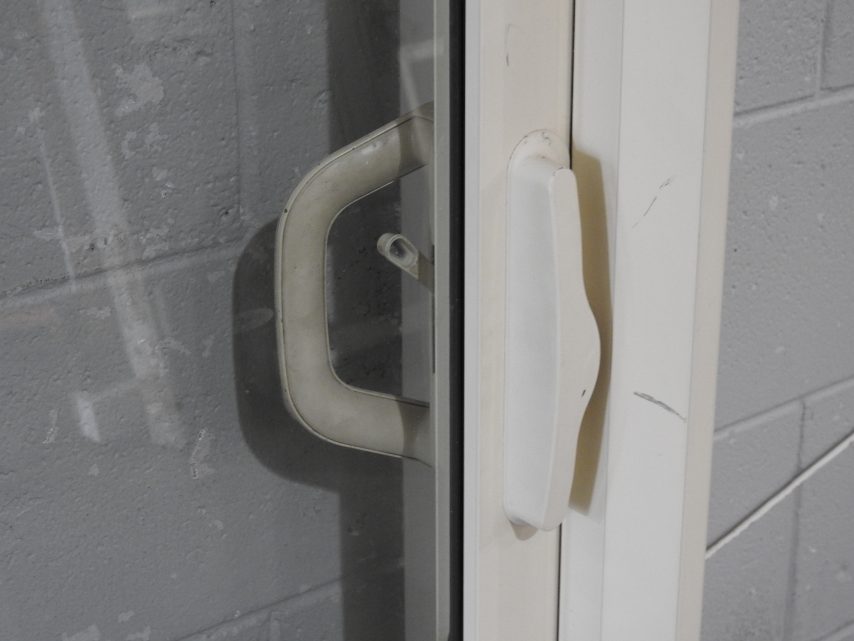 Off White Aluminium Sliding Door With Toplight