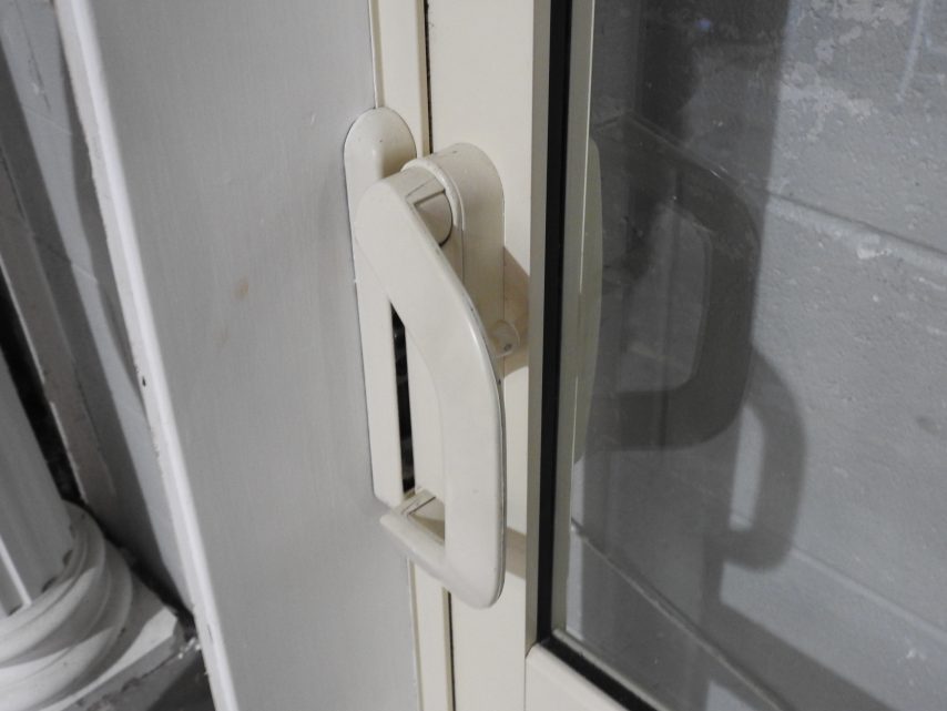 Off White Aluminium Sliding Door With Toplight