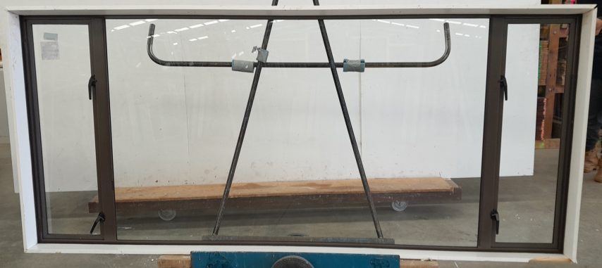 Bronze aluminium twin awning windows