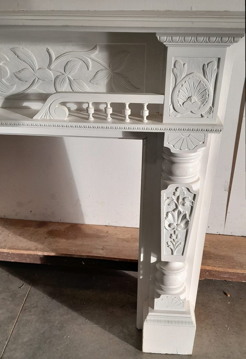 Beautiful Solid Kauri Hand-carved Fire Surround