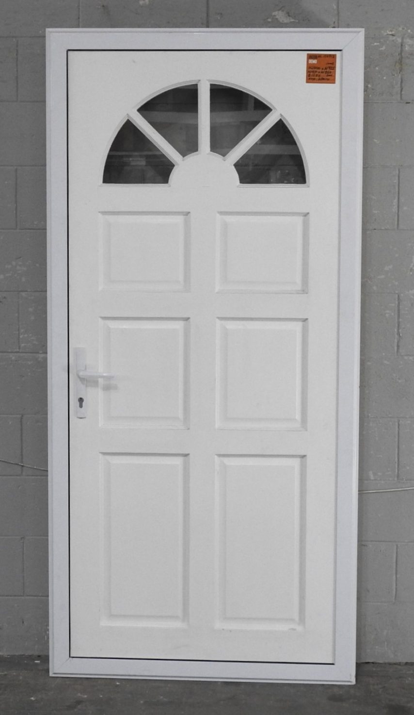 White Aluminium Frame With 6-Panel Fanlight Timber Door