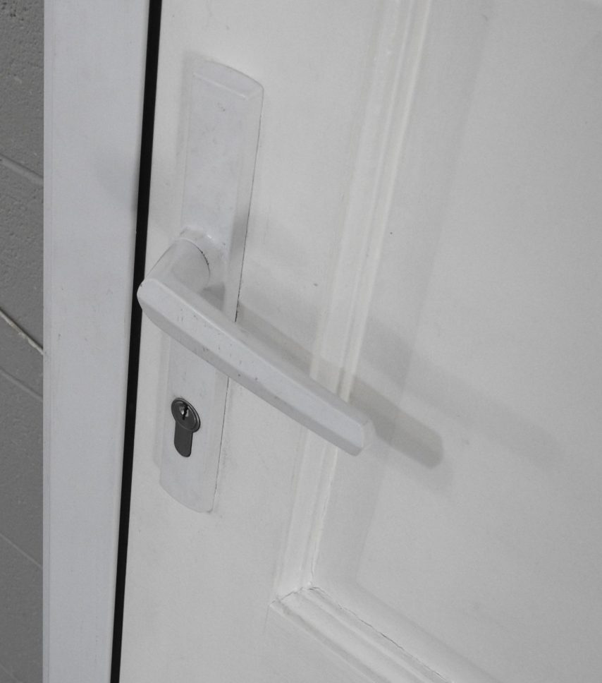 White Aluminium Frame With 6-Panel Fanlight Timber Door