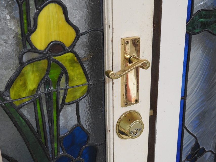 1940's Leadlight Entry Door With Sidelights - Disassembled