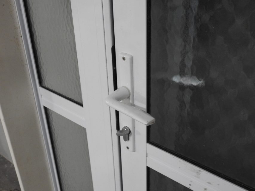 White Aluminium Entry Door With Sidelight