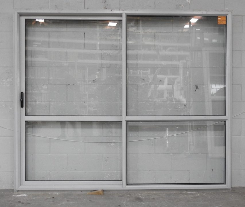 Silver Pearl Aluminium Sliding Door - Opens Left to Right