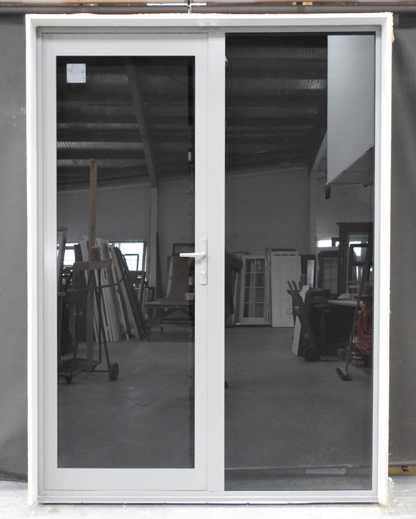 Silver Pearl Aluminium Entry Door With Sidelight
