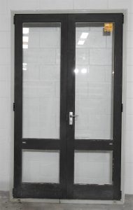 Wooden (Cedar) French Doors Hung in Aluminium Frame