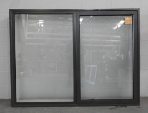 Grey Aluminium double glazed awning window - obscure glass
