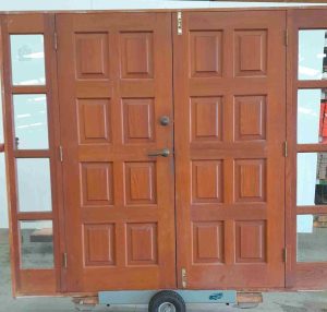 Beautiful Cedar double entrance door with sidelights