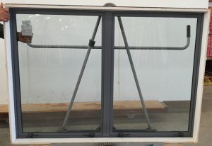 Denim blue double glazed twin awning window