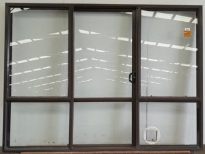 Brown aluminium sliding door