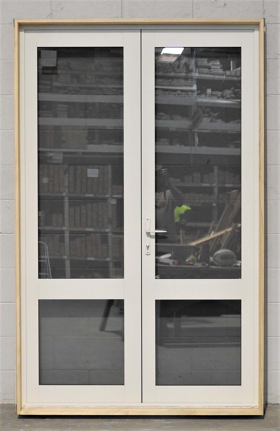 Off white Aluminium double glazed French doors - near new