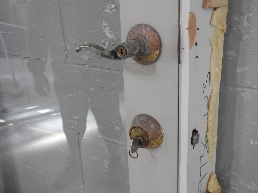 Wooden Exterior Door Hung in Frame - Opens Out From Right