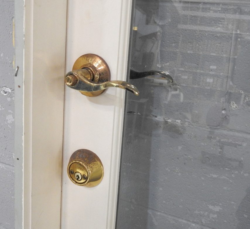 Wooden Exterior Door Hung in Frame - Opens Out From Right