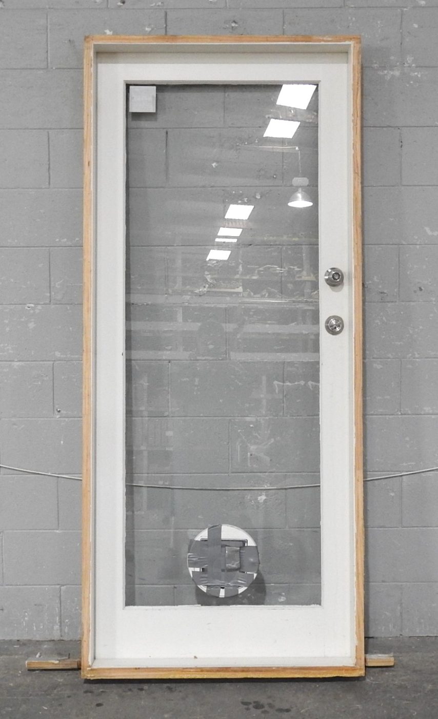 Wooden Exterior Door Hung in Frame - Opens Out From Left