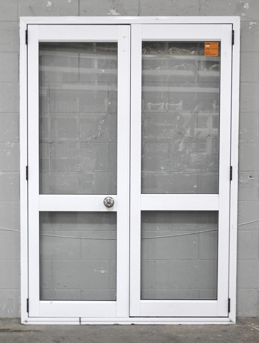 White Aluminium French Doors - Fault in Frame