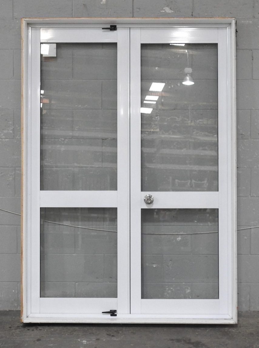 White Aluminium French Doors - Fault in Frame