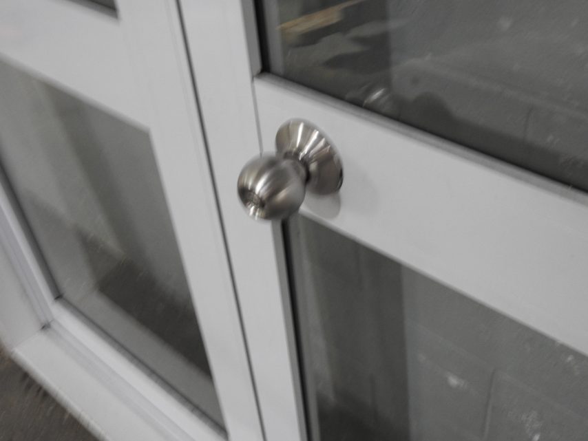 White Aluminium French Doors - Fault in Frame