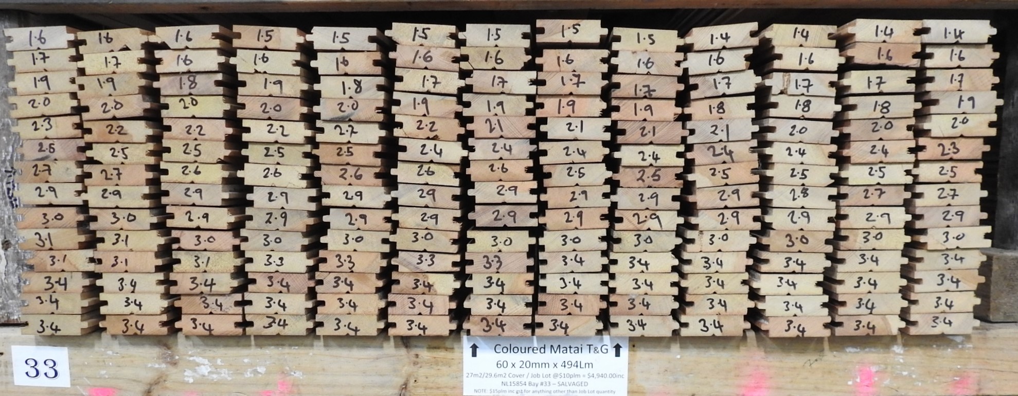 Coloured Matai Tongue & Groove Flooring - 494Lm = 27m2 Job Lot