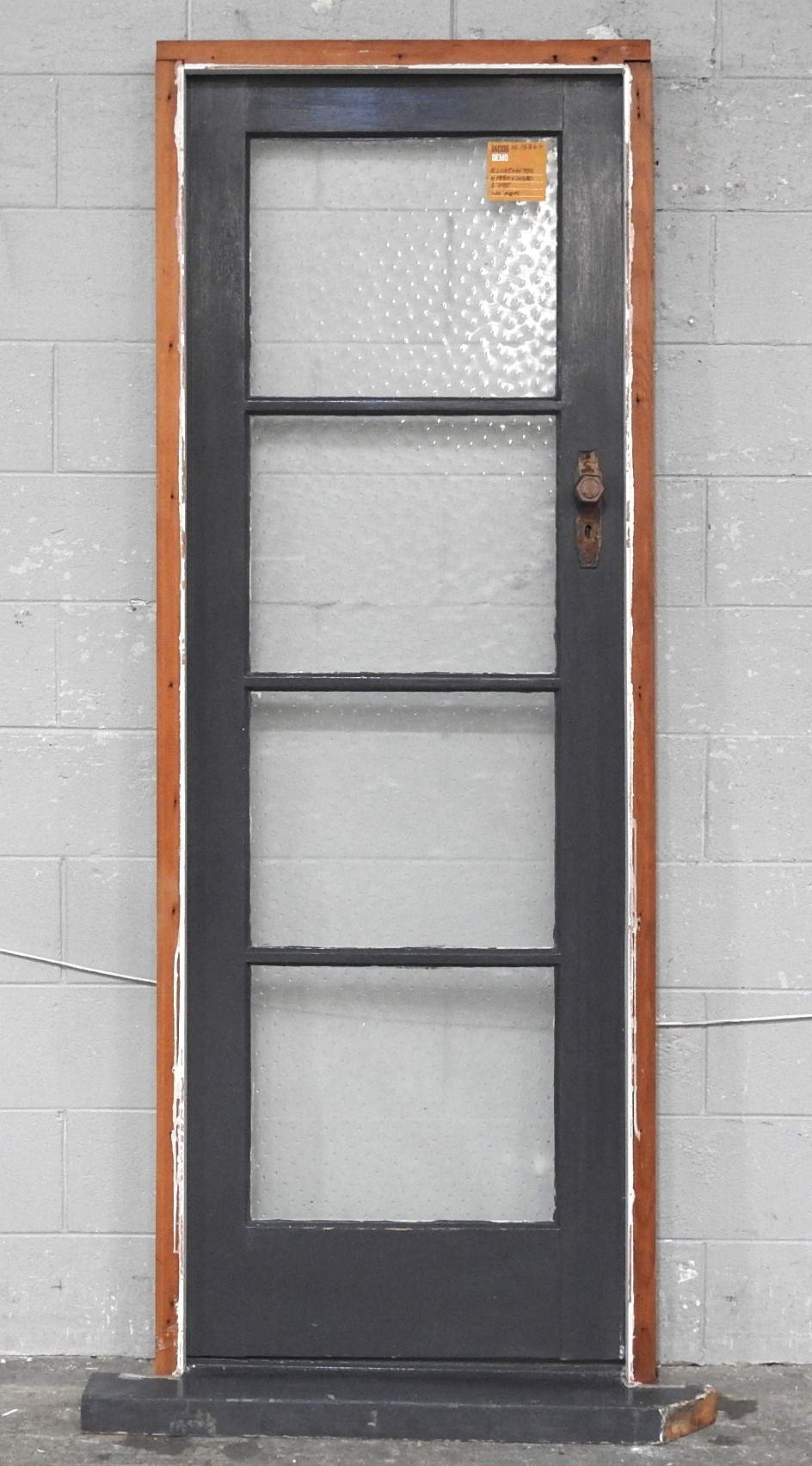 Narrow Wooden Exterior Entry Door Hung In Frame