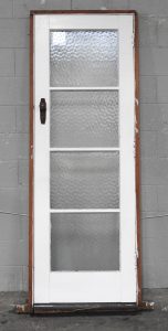 Narrow Wooden Exterior Entry Door Hung In Frame